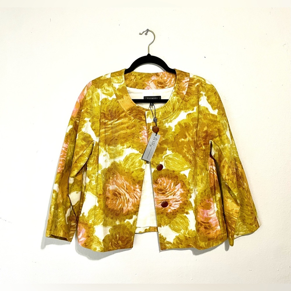 NWT Talbots Jacket Women’s‎ Size 6 Cotton Feminine Floral Blazer Button Twill